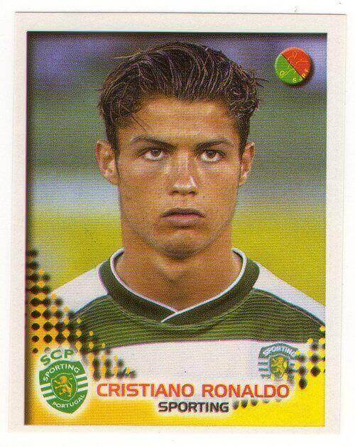 Młody Cristiano Ronaldo w stroju Sportingu Lizbona na karcie do gry