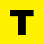 Duża czarna litera T na żółtym tle